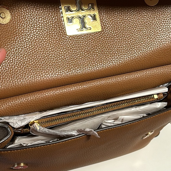 Tory Burch Britten Flap Shoulder Bag— Bark/209 - Picture 8 of 14